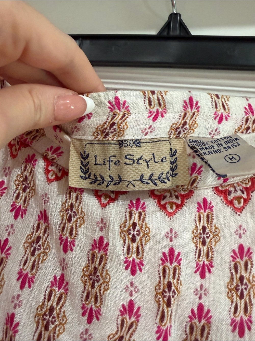 Women's Maxi Skirt in Pink and Cream Boho Print - Picture 3 of 9